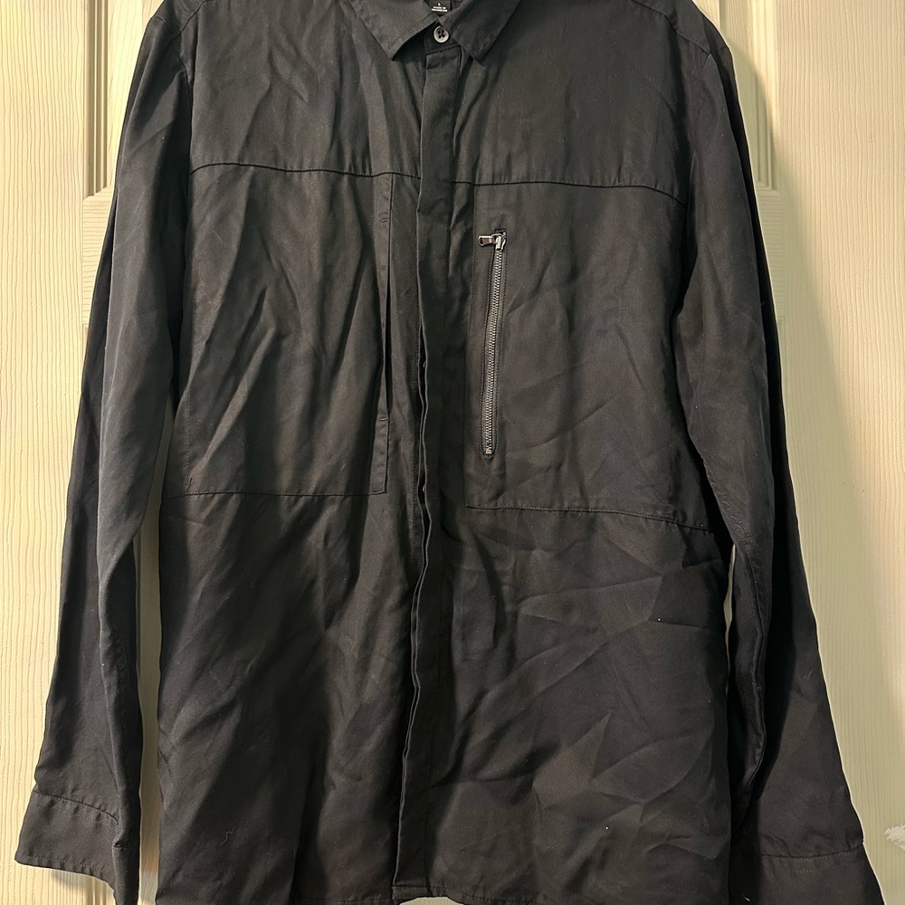 INC International Concepts Black Casual Button Down Shirt